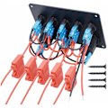 Miniatyrbillede 4 af 5: 5 Gangs vippekontaktpanel, dobbelt USB-udtag 12V oplader strømudtag LED-voltmeter til bil, båd, autocamper, autocamper (blå) -