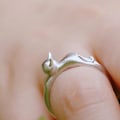 Miniatyrbild 5 av 5: Dammode Söt katt Silverpläterad Justerbar Open Finger Ring Julpresent