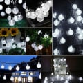 Pikkukuva 2 / 5: Outdoor Solar String Lights, 12M 100 LED Solar Crystal Ball Light Outdoor Waterproof 8 Modes, Hääjuhla, valkoinen