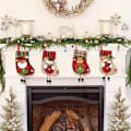 Miniatyrbillede 5 af 5: Julestrømper, sæt med 4 Xmas personlige julestrømper, julestrømper til at hænge julemanden Rensdyr Sn