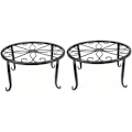 Pikkukuva 1 / 5: Kukkajakkarateline, retro design, metalli, pyöreä, takorauta, kukkaruukkuteline, metallinen kukkaruukkuteline, kukkaruukku