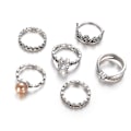 Pikkukuva 3 / 5: 6 kpl Retro Naisten Faux Pearl Zircon Crown Hollow Band Ristemäiset Midi Sormukset Korut