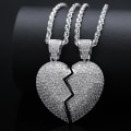 Pikkukuva 3 / 5: 2 in 1 Heart Patchwork kaulakoru Hip Hop -tyylinen riipus miesten ja naisten asusteet Silver pair
