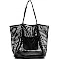 Miniatyrbillede 1 af 5: Mesh Beach Tote Dame Skulder Håndtaske A916-624 Black