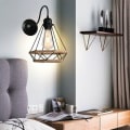 Miniatyrbillede 2 af 5: Retro Hamp Rope Væglampe E27 Metal til Soveværelse Stue Loft Sort - Sort