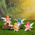 Miniatyrbild 2 av 5: 4st/ set Flower Fairy Statyer Tecknad Hög Simulering Realistisk Flugvinge Tredimensionell Dekorativ Harts Blomma Fairy Miniatyrer Mikro Landskap De