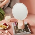Miniatyrbillede 3 af 5: 8" makeup spejl med lys, smart sensor, berøringskontrol, 3 lysstyrker, fri rotation, pink