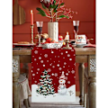 Miniatyrbillede 2 af 5: Glædelig jul bordløber 90 tommer lang vaskbar burlap linned bordsamling til spisning, fest, middag, ferie, C