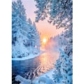 Miniatyrbillede 1 af 3: 5D diamantmaleri, sne i skumringen, 30*40 cm