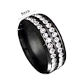 Miniatyrbild 4 av 5: Ring bred bredd Fadeless titan stål dubbla rader strass unisex smycken för bröllopsfest Golden US 9