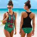 Miniatyrbillede 5 af 5: kvinder Boho Tankini Sæt Bikini Polstret Badedragt Badetøj Strandtøj Badedragt Svømmekostume L