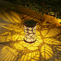 Miniatyrbillede 4 af 5: Bronze solcellelampe bærbar projektionslampe med hule blade udendørs vandtæt hængende lampe 20*12*12 cm