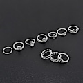 Pikkukuva 3 / 5: 10kpl/ set Retro Boho Elephant Flower Moon Bove Knuckle Midi Finger Ring Korut Silver