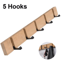 Miniatyrbillede 1 af 5: Moderne vægknage, knagerække i træ Sammenfoldelig bambus knage med 4/5 bevægelige kroge til jakker, frakker, tørklæder, håndtasker og mere 5 hooks