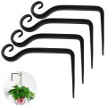 Pikkukuva 1 / 5: Kukkaripustusteline, rautainen seinäkoukku Kukkaripustusteline 2kpl musta 4PCS BLACK