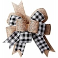 Miniatyrbillede 1 af 5: Sort Hvid Plaid Gavesløjfer Jutekrans Sløjfer Juletræ Topper til Bryllup Ferie Fødselsdagsfest Dekoration 12" x