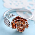 Miniatyrbild 3 av 4: Mode Rose Flower Leaf Open Ring Kvinnor Justerbar Party Smycken Band Present