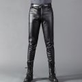 Miniatyrbilde 1 av 5: Herre skinnbukser, skinny stretch PU skinnbukser 32