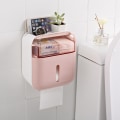 Pikkukuva 1 / 5: seinään kiinnitettävä wc-paperilaatikko, ilman porausta, wc-paperin säilytykseen (vaaleanpunainen)