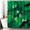 Miniatyrbillede 3 af 5: Green Leaf Print Bruseforhæng Toilet Gulvmåtte Firedelt tæppe Gulvmåtte Vandtæt bruseforhæng Hængegardin, A,