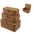 Miniatyrbillede 5 af 5: Vævet kurv Fletkurv med låg Havgræsvasketøj Rattan arrangørkasse til badeværelse Stue Køkken