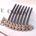 Miniatyrbillede 5 af 5: Syv-tands Rhinestone Hair Comb Bun Hovedbeklædning Smykker dagligt matchende tilbehør Dark Purple