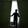 Pikkukuva 3 / 3: Stars Voile Mesh Pimennysverhot Makuuhuoneen sisustus Khaki