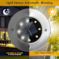 Miniatyrbillede 5 af 5: 8X LED Solar Have Spotlight Solar Gårdsplads Lampe IP65 Udendørs Ground Spot Lampe Rustfrit Stål 8LEDs Cool White - Silv