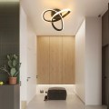 Miniatyrbillede 3 af 5: LED-loftslys, moderne 22W sort akryl LED-loftslys til korridor, balkon, trappe, diameter 24 cm, dæmpbar
