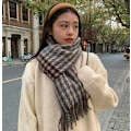 Miniatyrbild 3 av 4: Houndstooth rutig scarf höst och vinter student sjal matchande varm scarf (brun)