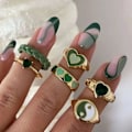 Miniatyrbillede 2 af 5: 1 Sæt Knuckle Ringe Hjerte stabelbare Kvinder Udsøgte Alle Match Finger Ringe Til Fest C