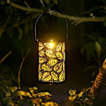 Miniatyrbillede 5 af 5: Bronze solcellelampe bærbar projektionslampe med hule blade udendørs vandtæt hængende lampe 20*12*12 cm