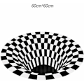 Miniatyrbillede 2 af 5: Sort Hvid Grid Rund Tæppe,3D Vortex Illusion Tæppe,3D Vortex Tæppe Soveværelse Stue,3D Area Tæppe Gulvmåtte,Vortex Illusio