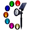 Pikkukuva 3 / 5: Pakkauksessa 2 vedenpitävää aurinkosähkökohdevaloa ulkona - 4 LEDiä-RGB
