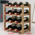 Miniatyrbillede 2 af 4: Vinreol Vandret flaskereol, 4 etager til 12 flasker Vinflaskestativ i træ Dimensioner 33,5x22,3x39,5 cm Flaskehylde