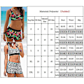Miniatyrbild 3 av 3: kvinnor Blommig Push Up Crop Tops Pojkshorts Bikiniset Set Badkläder Green 2XL