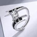 Miniatyrbild 3 av 5: Inlagd svart strass dekorativ damring Fint utförande Fyrkantig Cubic Zirconia Spiral Creative Ring Smycken Tillbehör US 6