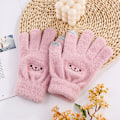 Miniatyrbild 1 av 8: Mode Smile Face Printing Handskar Mobiltelefon Touch Soft Fluf pink