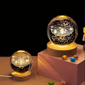 Miniatyrbild 5 av 8: Round Wood Light Base USB med strömbrytare LED Light Rotating Displa Multicolor light