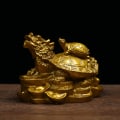 Miniatyrbild 2 av 8: 1 St guld Feng Shui Draksköldpadda Staty Staty Mynt
