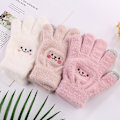 Miniatyrbild 5 av 8: Mode Smile Face Printing Handskar Mobiltelefon Touch Soft Fluf khaki