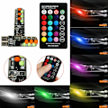 Miniatyrbild 6 av 8: 2st T10 COB RGB LED 6SMD bilkilsida Flerfärgade glödlampor