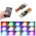 Miniatyrbild 8 av 8: 2st T10 COB RGB LED 6SMD bilkilsida Flerfärgade glödlampor