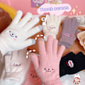 Miniatyrbild 2 av 8: Mode Smile Face Printing Handskar Mobiltelefon Touch Soft Fluf khaki