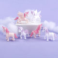 Miniatyrbild 2 av 8: 3st/ set Unicorn Cake Topper Miniatyr Pegasus Rainbow Figur C Pink