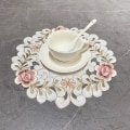 Miniatyrbild 2 av 8: Rose Flower Brodery Placestable Rund Cup Bord Place Matt Pad C 15cm