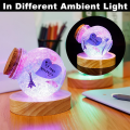 Miniatyrbild 6 av 8: Trä LED-ljusdisplay Bas Kristallglas Resin Art Ornament White Light