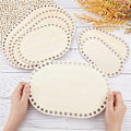 Miniatyrbild 1 av 7: 3 st/ set Naturlig träkorg Botten Oval Blank massiv virkning