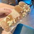 Miniatyrbild 1 av 8: 1Set Höst Vinter e Plysch Bear Bowknot Hårnålar Blomstickad A3