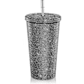 Pikkukuva 1 / 5: Kimaltava timanttikuvioitu juomapullo glitterillä ja mustalla kannella black